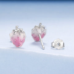 Sylvory 925 Sterling Silver Strawberry Studs