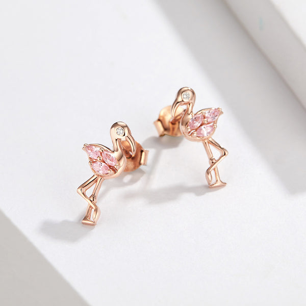 Sylvory 925 Sterling Silver Chic Flamingo Studs