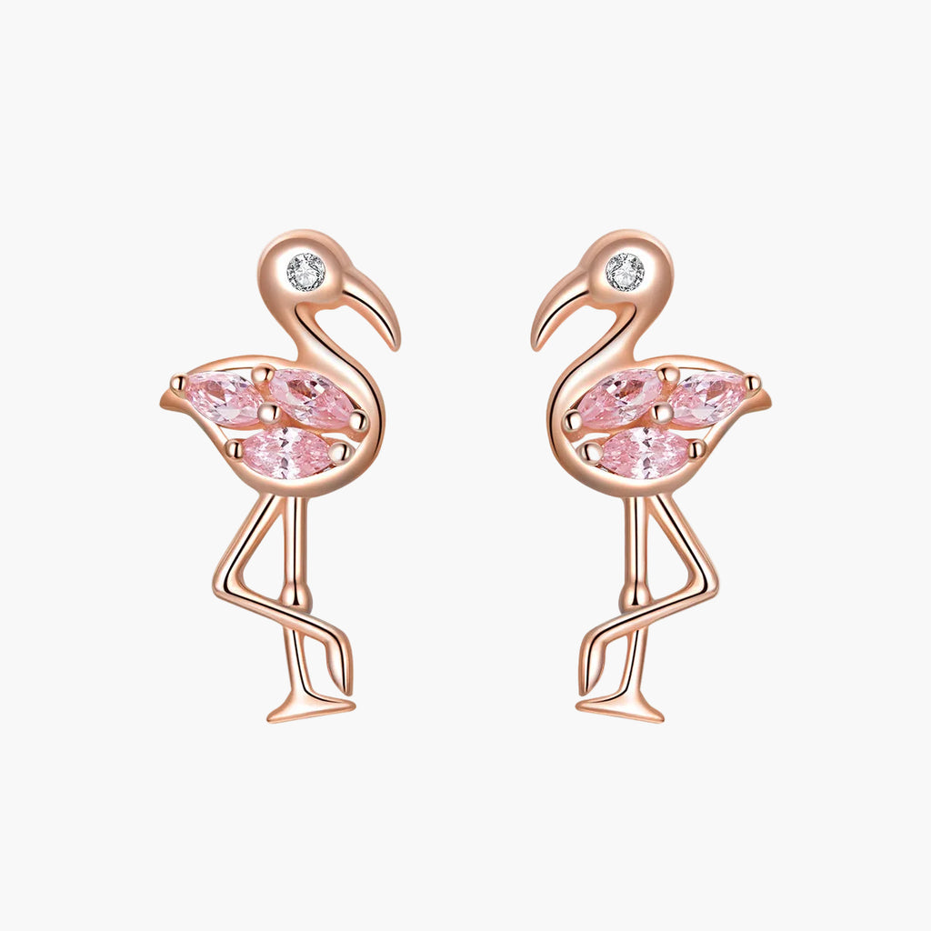 Sylvory 925 Sterling Silver Chic Flamingo Studs