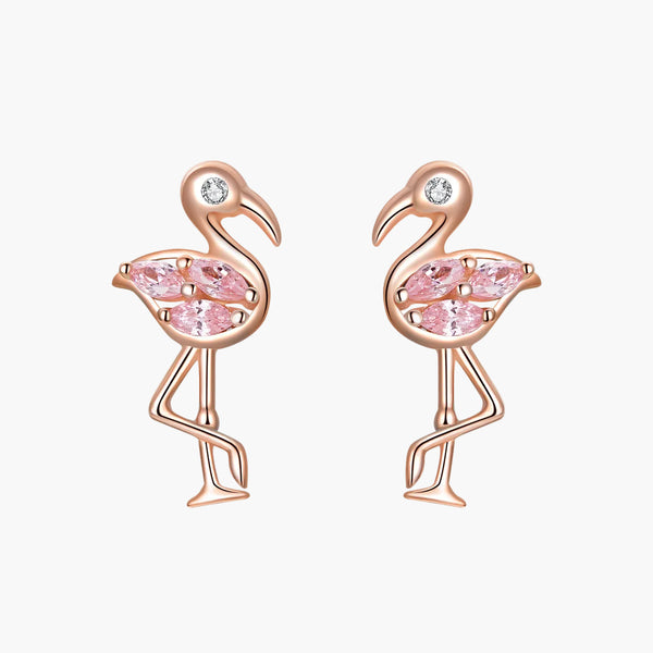 Silver Chic Flamingo Studs in 925 Sterling Silver by Sylvory
