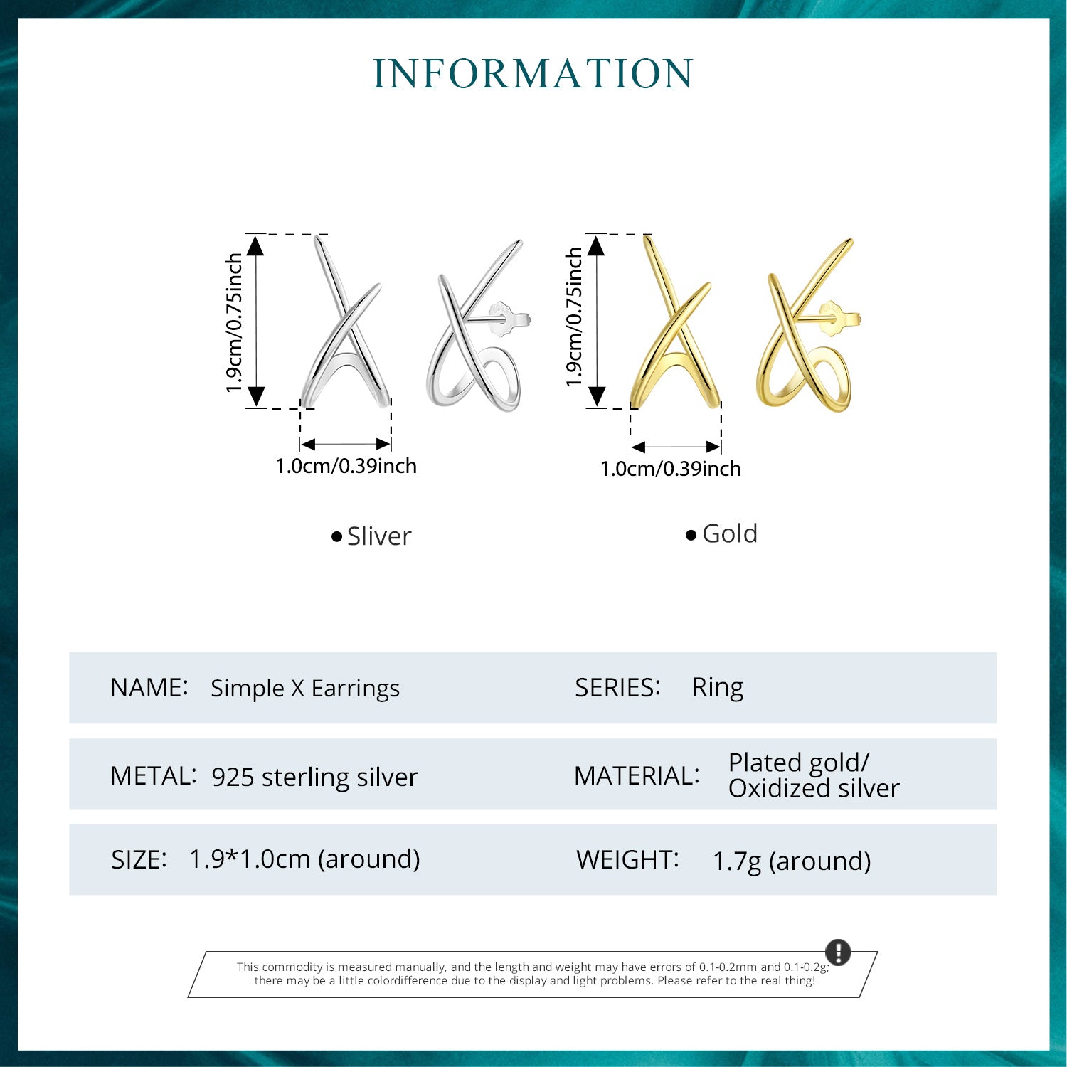Sylvory 925 Sterling Silver Signature X Studs