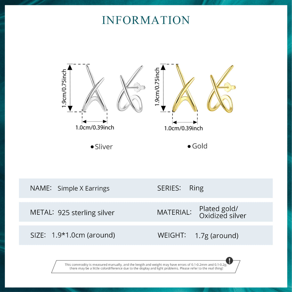 Sylvory 925 Sterling Silver Signature X Studs
