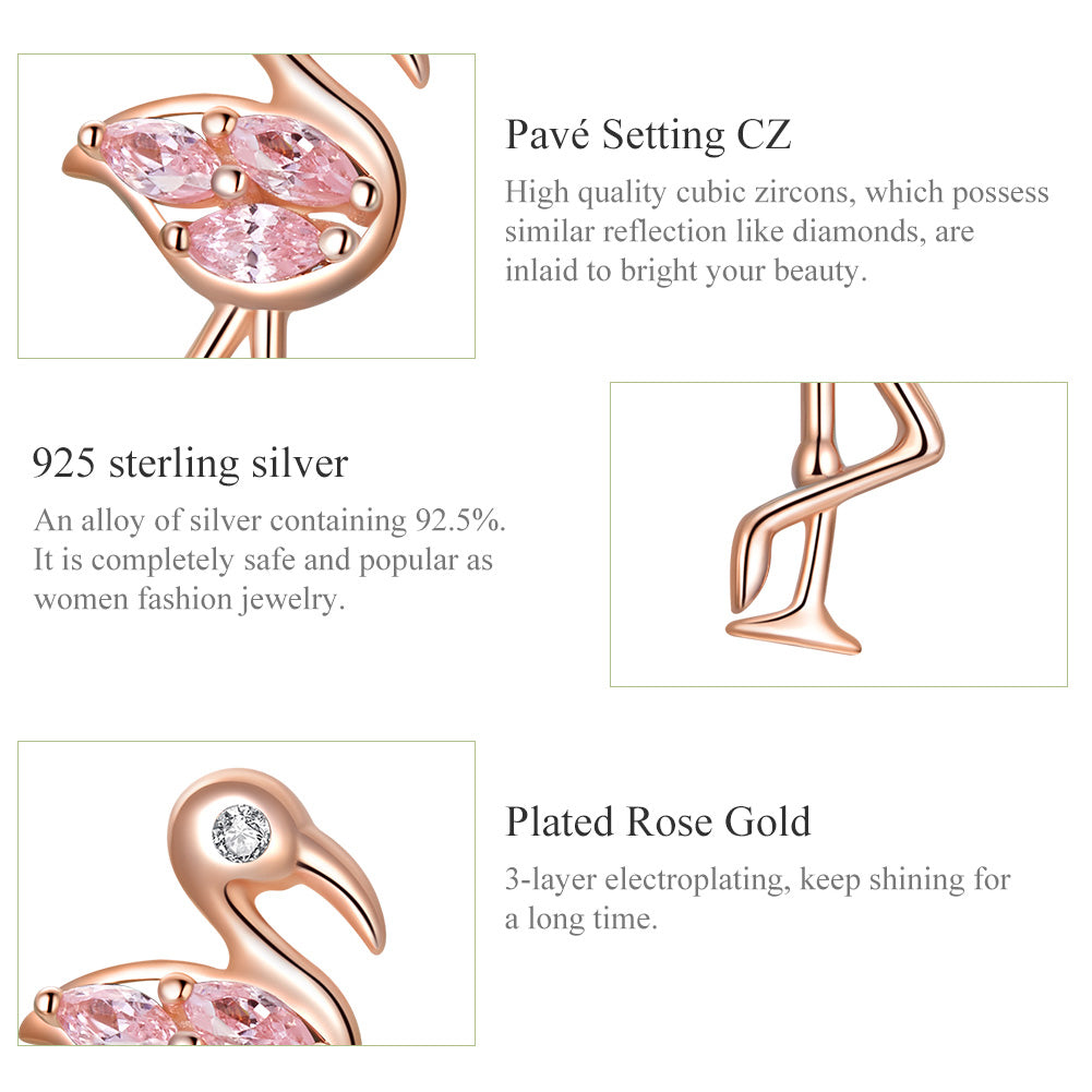 Sylvory 925 Sterling Silver Chic Flamingo Studs