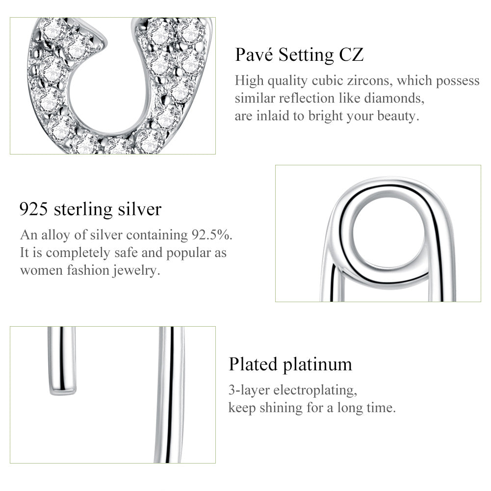 Sylvory 925 Sterling Silver Safety Pin Studs