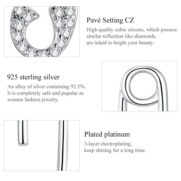 Sylvory 925 Sterling Silver Safety Pin Studs