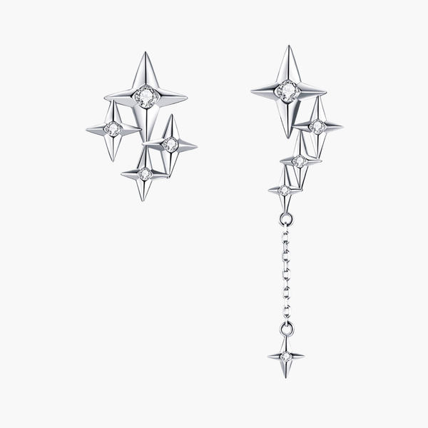 Silver Starstruck Shimmer Asymmetric Earring in 925 Sterling Silver by Sylvory