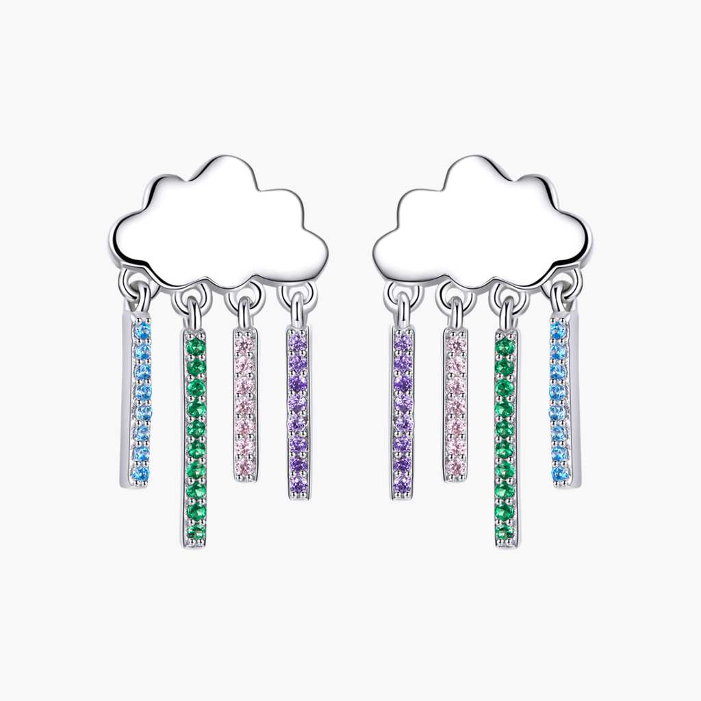 Silver Prismatic Cloud Dangle Earring