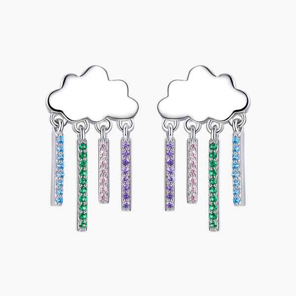 Silver Prismatic Cloud Dangle Earring in 925 Sterling Silver by Sylvory