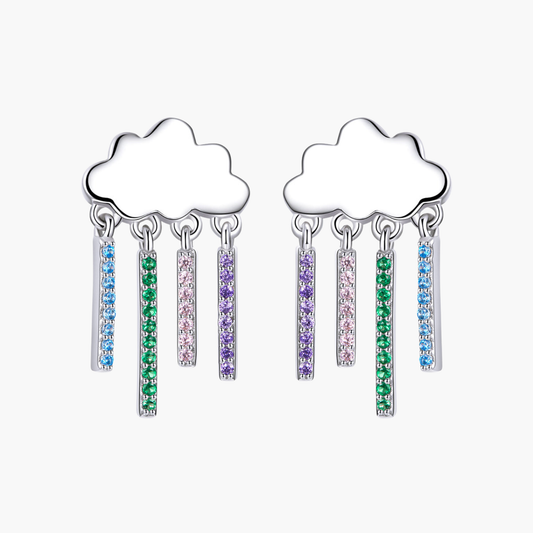 Silver Prismatic Cloud Dangle Earring