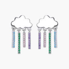 Silver Prismatic Cloud Dangle Earring