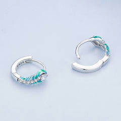 Silver Peacock Elegance Huggie Hoops