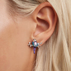 Sylvory 925 Sterling Silver Perched Songbird Studs