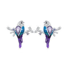 Sylvory 925 Sterling Silver Perched Songbird Studs