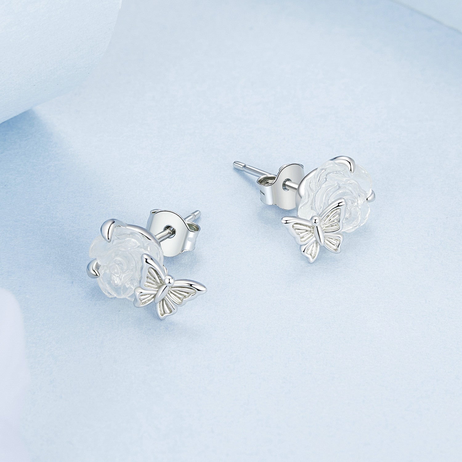 Sylvory 925 Sterling Silver Rose UV Magic Studs