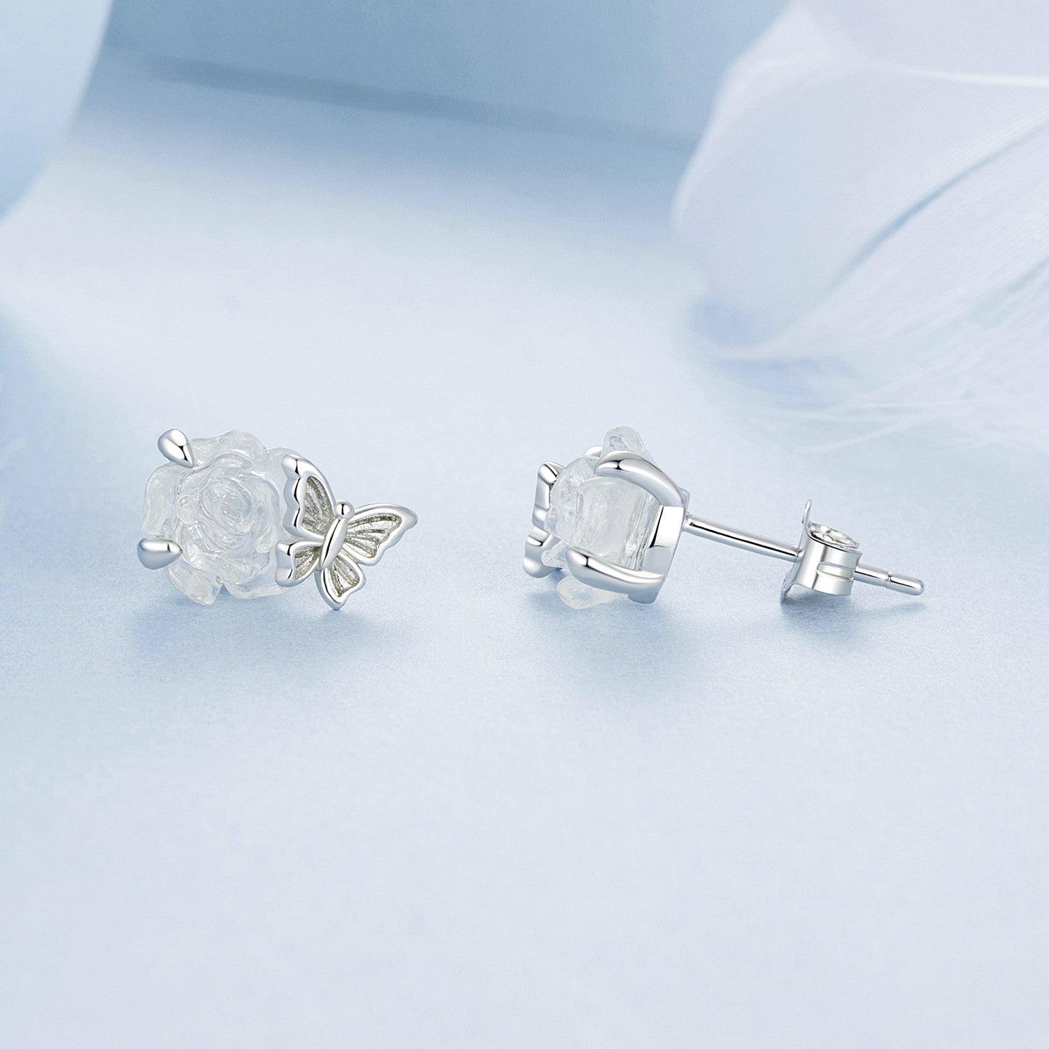 Sylvory 925 Sterling Silver Rose UV Magic Studs