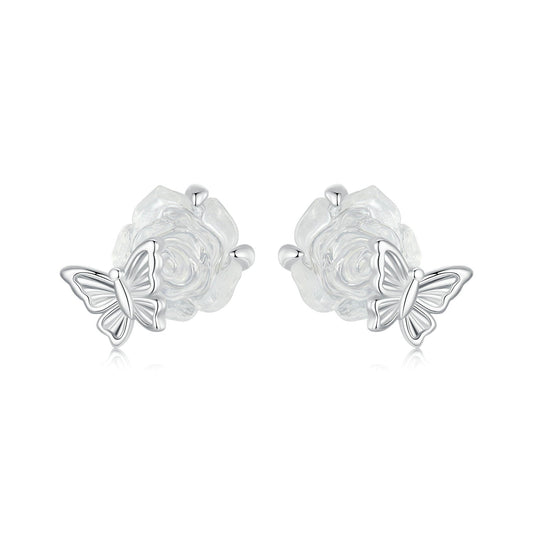 Sylvory 925 Sterling Silver Rose UV Magic Studs