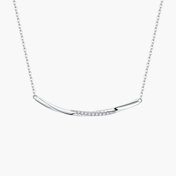 Silver Smiling Curve Necklace in 925 Sterling Silver by Sylvory