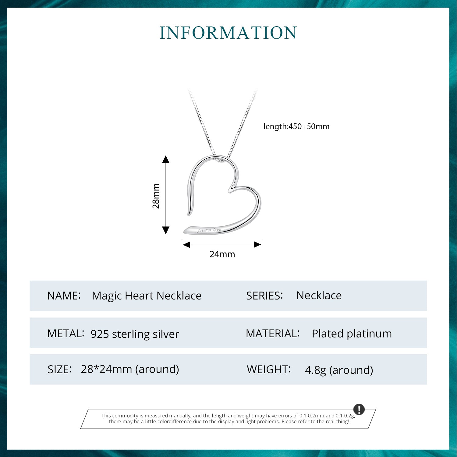 Sylvory 925 Sterling Silver Partial Heart Necklace