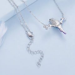 Sylvory 925 Sterling Silver Perched Songbird Necklace