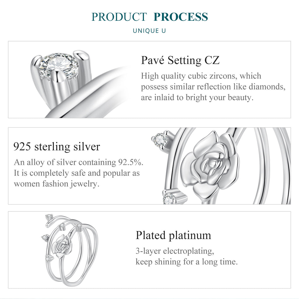 Silver Twisted Rose Vine Ring