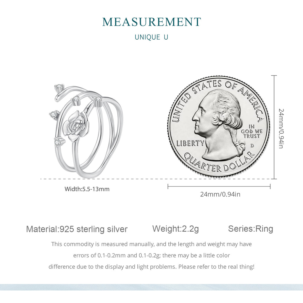 Silver Twisted Rose Vine Ring