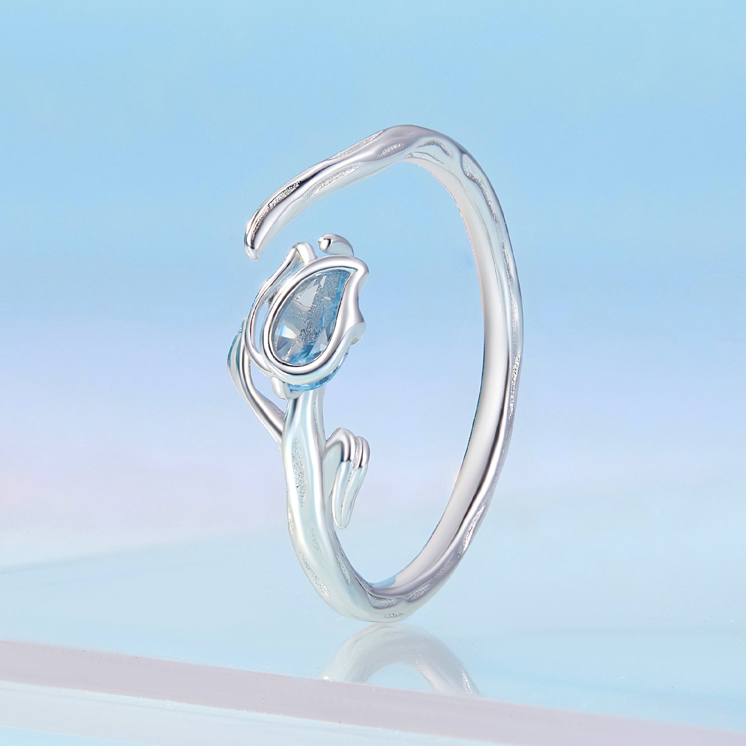 Sylvory 925 Sterling Silver Tulip Bloom Ring
