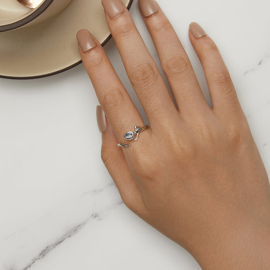 Sylvory 925 Sterling Silver Tulip Bloom Ring
