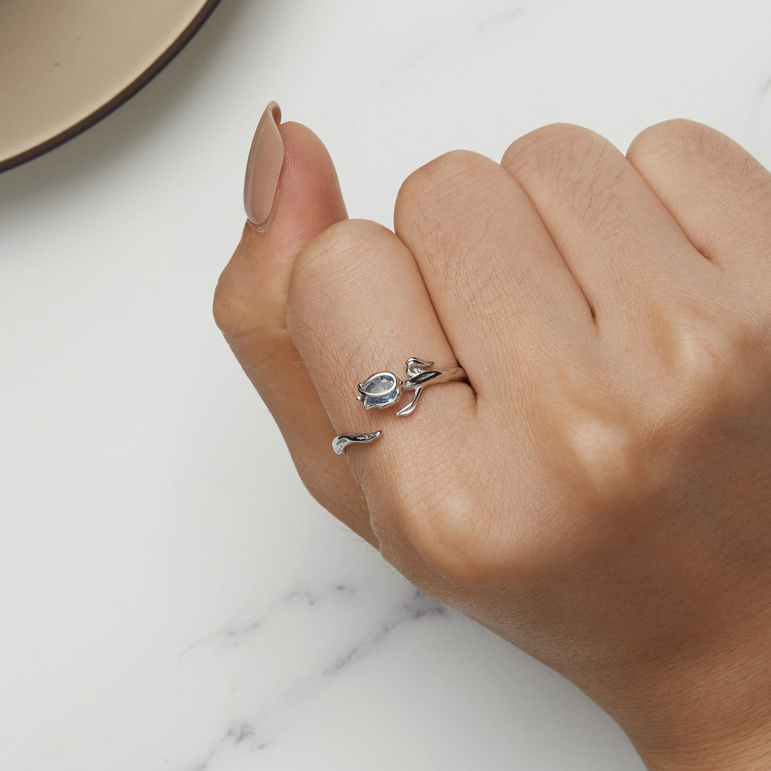 Sylvory 925 Sterling Silver Tulip Bloom Ring