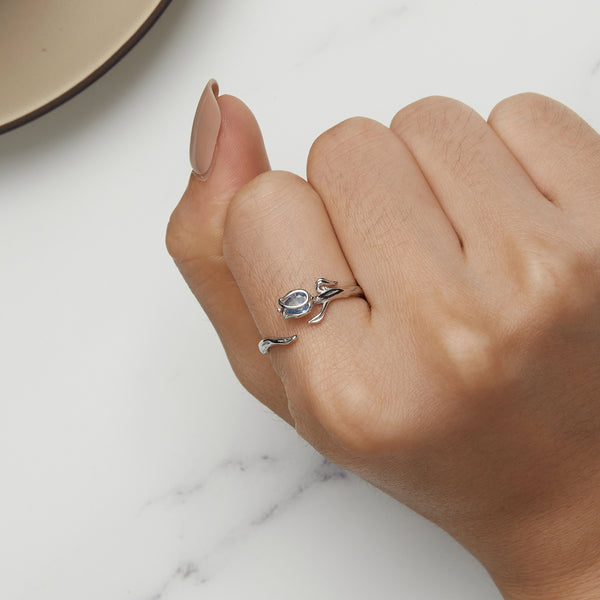 Sylvory 925 Sterling Silver Tulip Bloom Ring