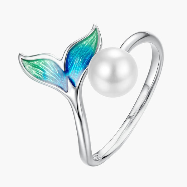 Silver Mermaid Pearl Ring in 925 Sterling Silver by Sylvory