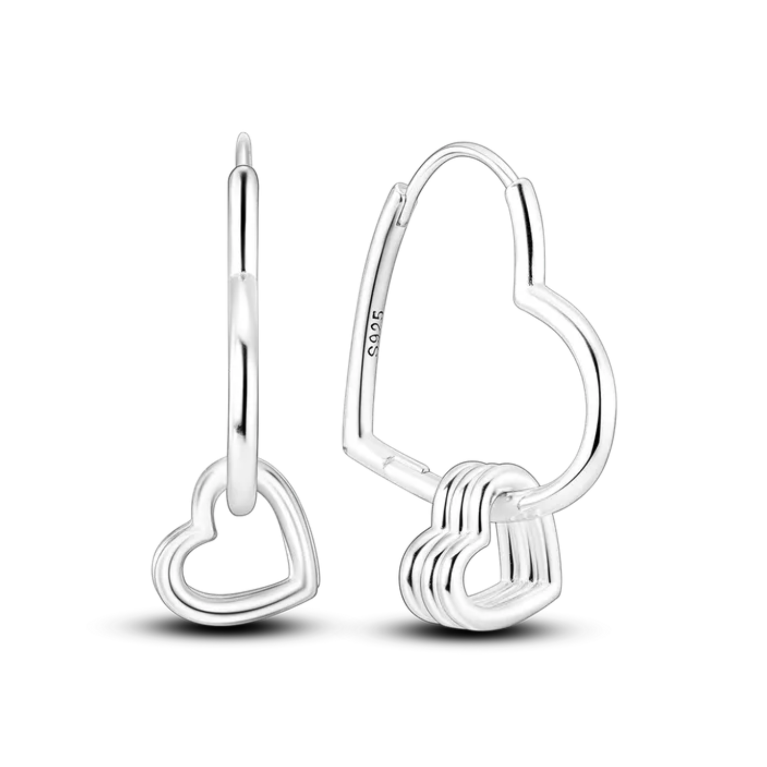 Sylvory 925 Sterling Silver Heartlink Hoop Charm Keeper Earring