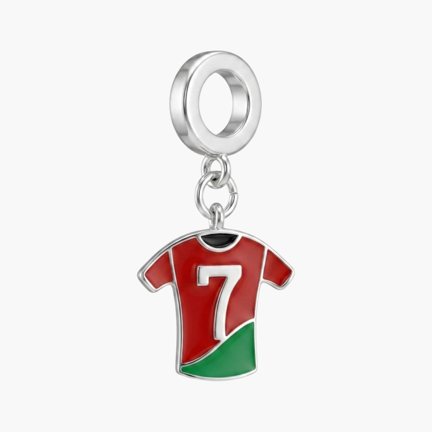 Silver Portugal No. 7 Football Jersey Charm