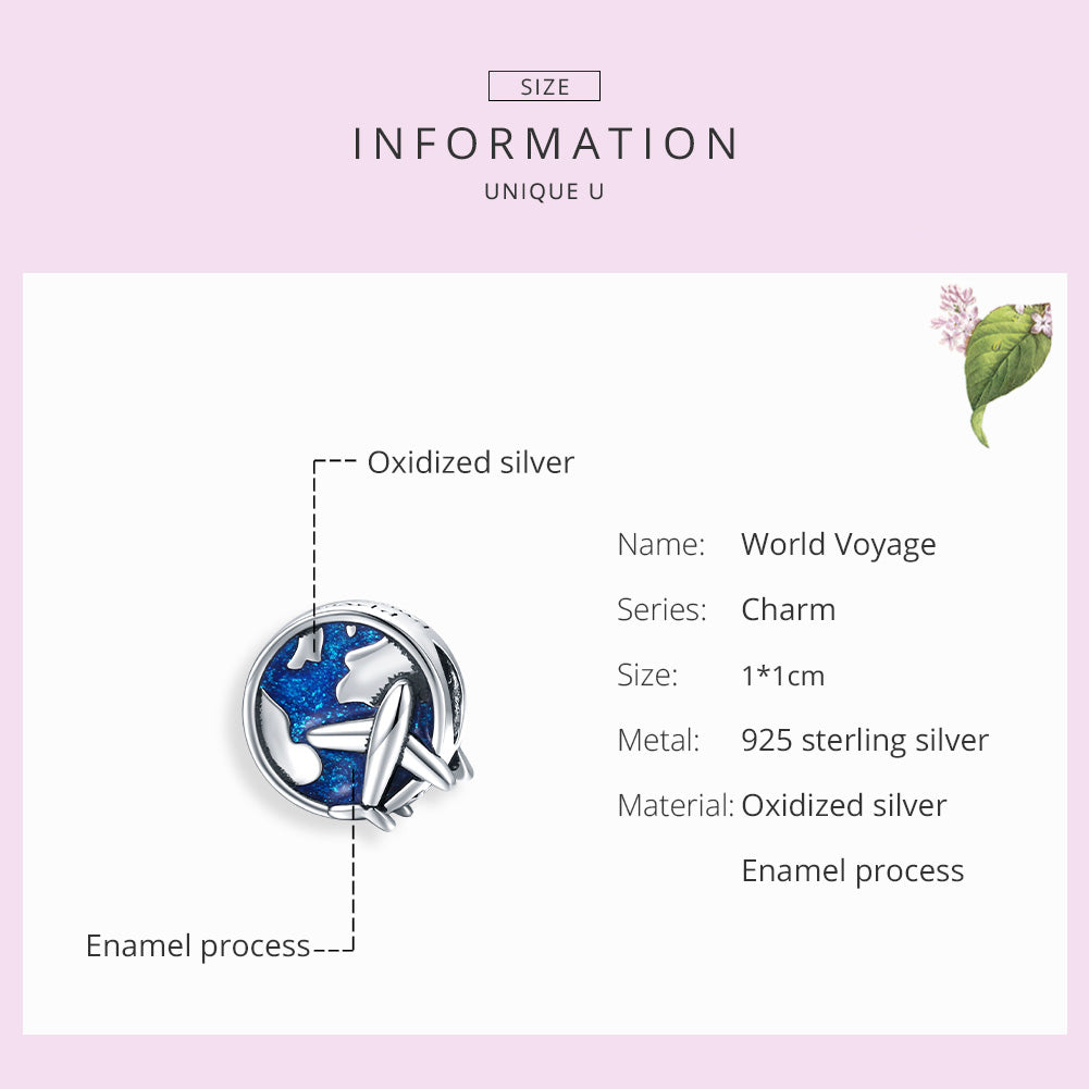Sylvory 925 Sterling Silver Round the World Charm
