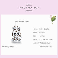 Sylvory 925 Sterling Silver Jiffy the Giraffe Charm