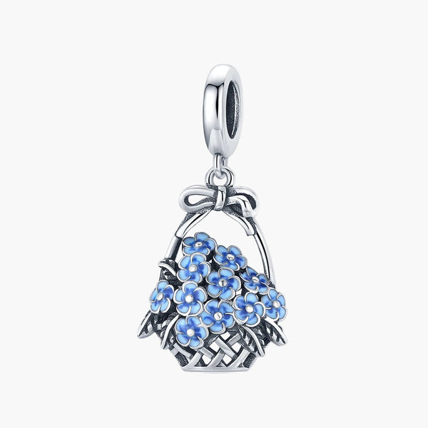 Silver Bloom Basket Charm in 925 Sterling Silver by Sylvory