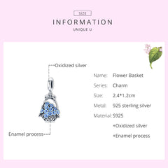 Sylvory 925 Sterling Silver Bloom Basket Charm