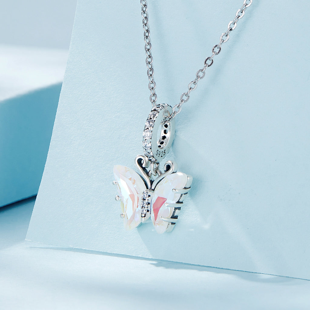 Silver Lustrous Butterfly Charm