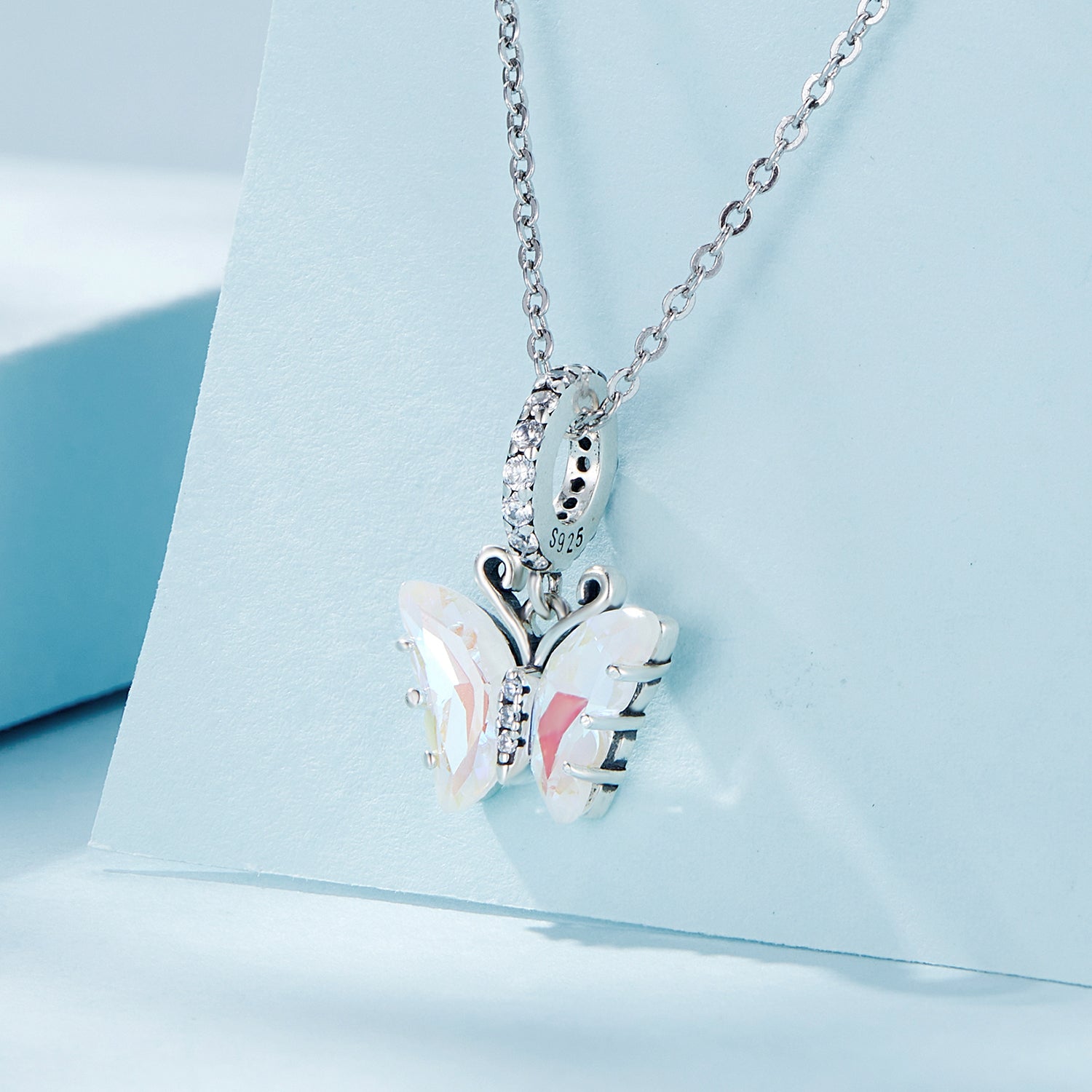 Silver Lustrous Butterfly Charm