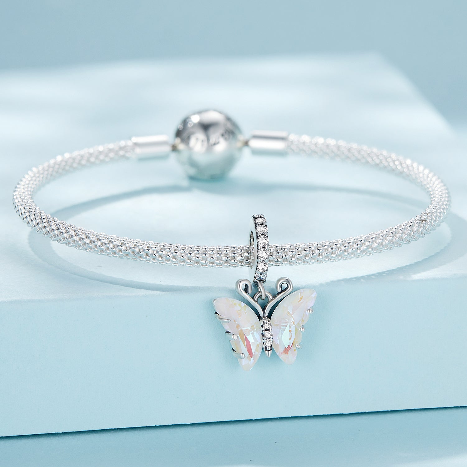 Silver Lustrous Butterfly Charm