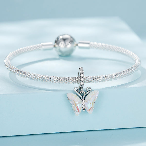 Silver Lustrous Butterfly Charm