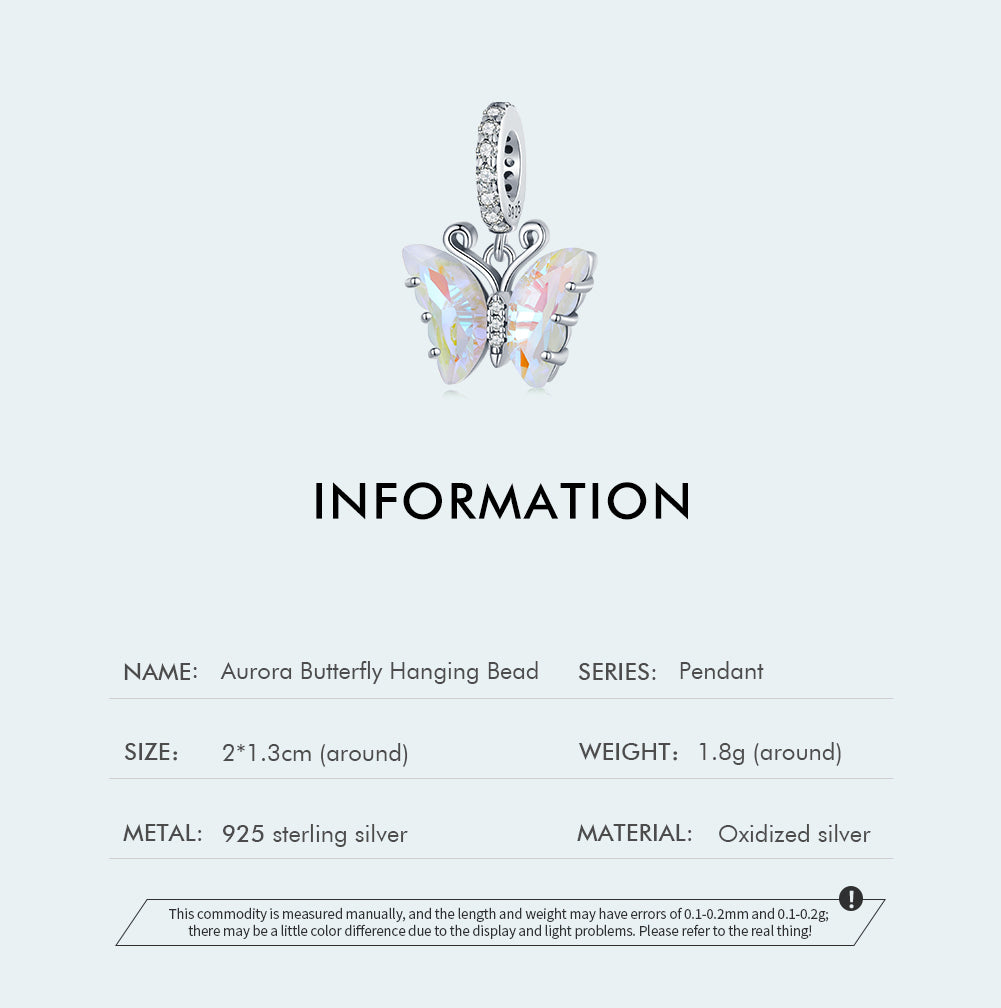 Silver Lustrous Butterfly Charm