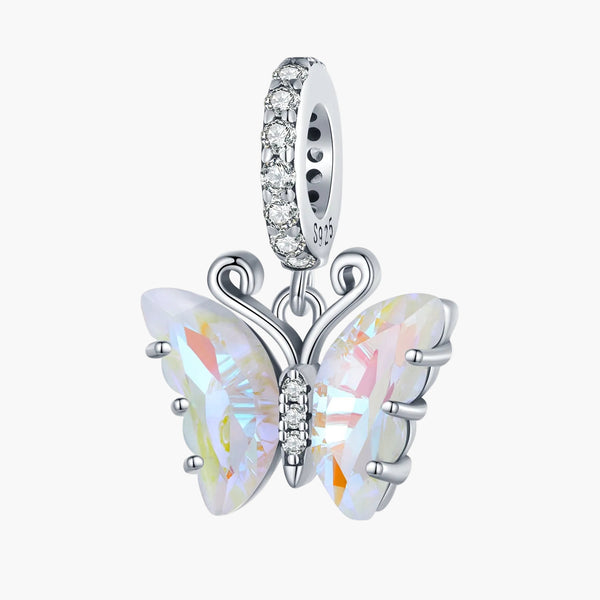 Silver Lustrous Butterfly Charm in 925 Sterling Silver by Sylvory