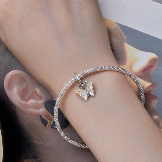 Silver Lustrous Butterfly Charm