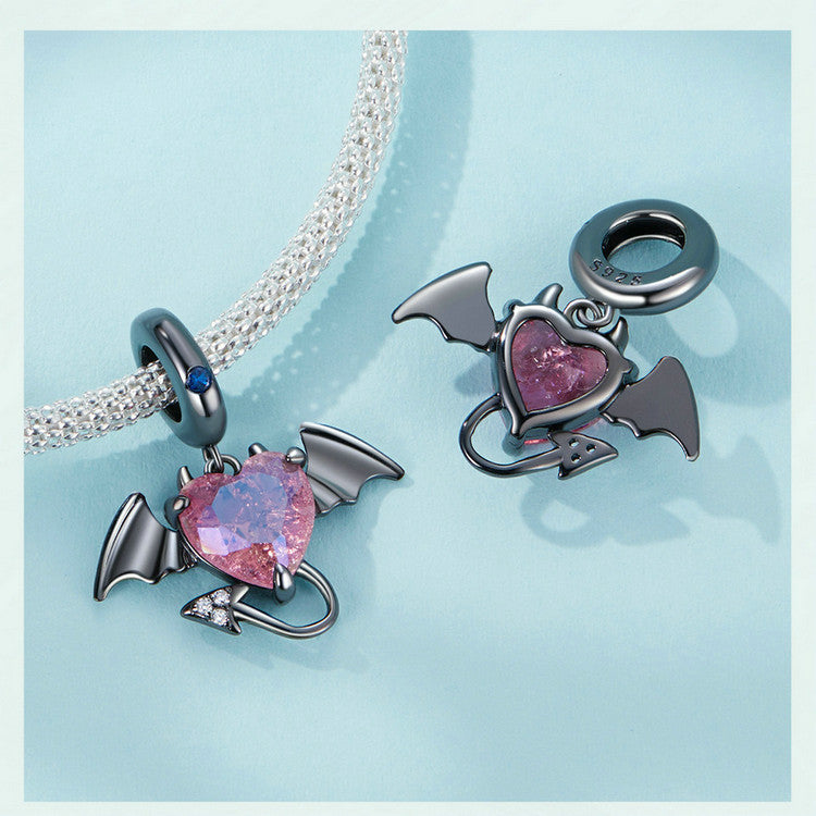 Sylvory 925 Sterling Silver Devilish Heart Charm