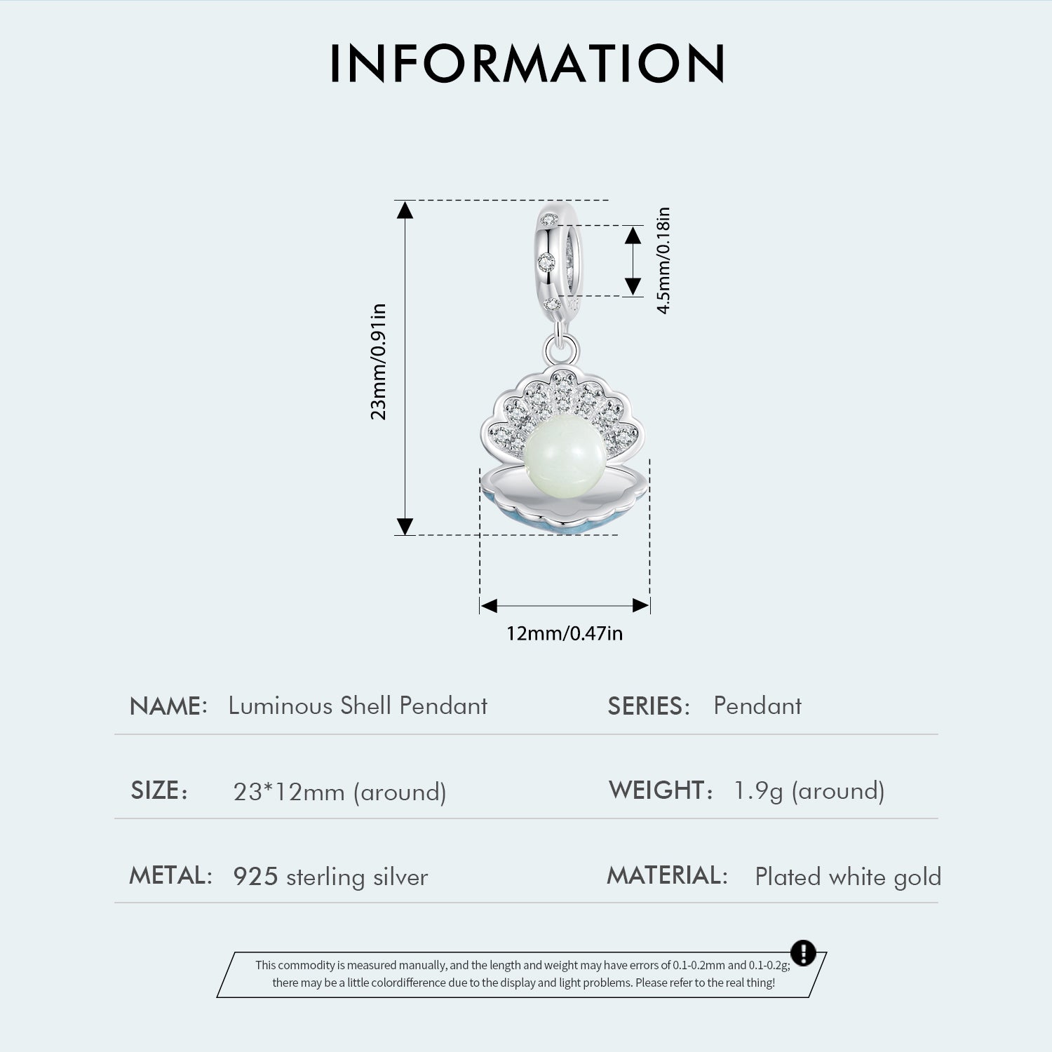 Silver Luminous Pearl Glow Charm