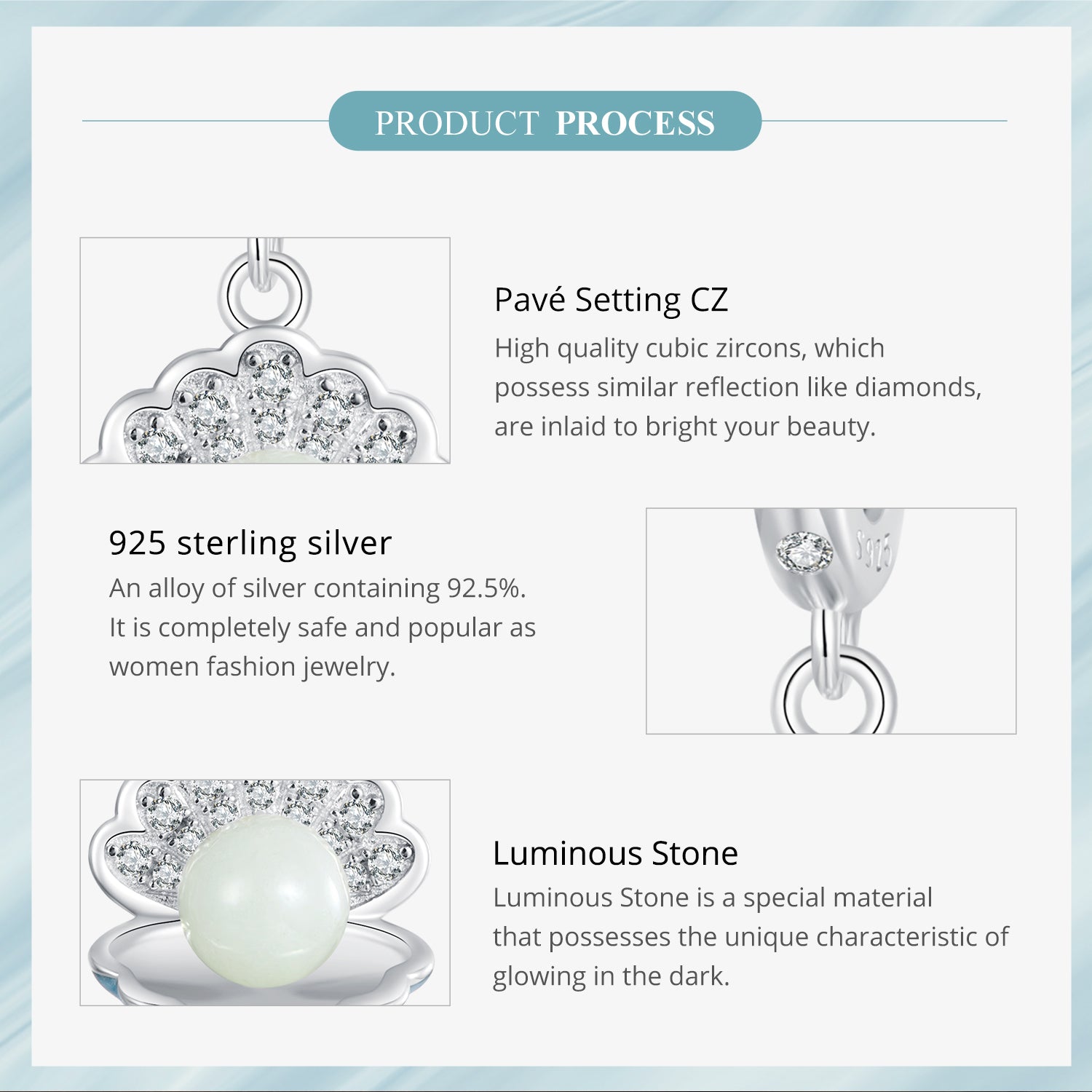 Silver Luminous Pearl Glow Charm