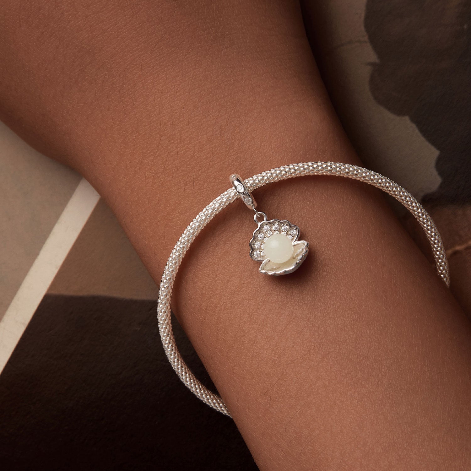 Silver Luminous Pearl Glow Charm