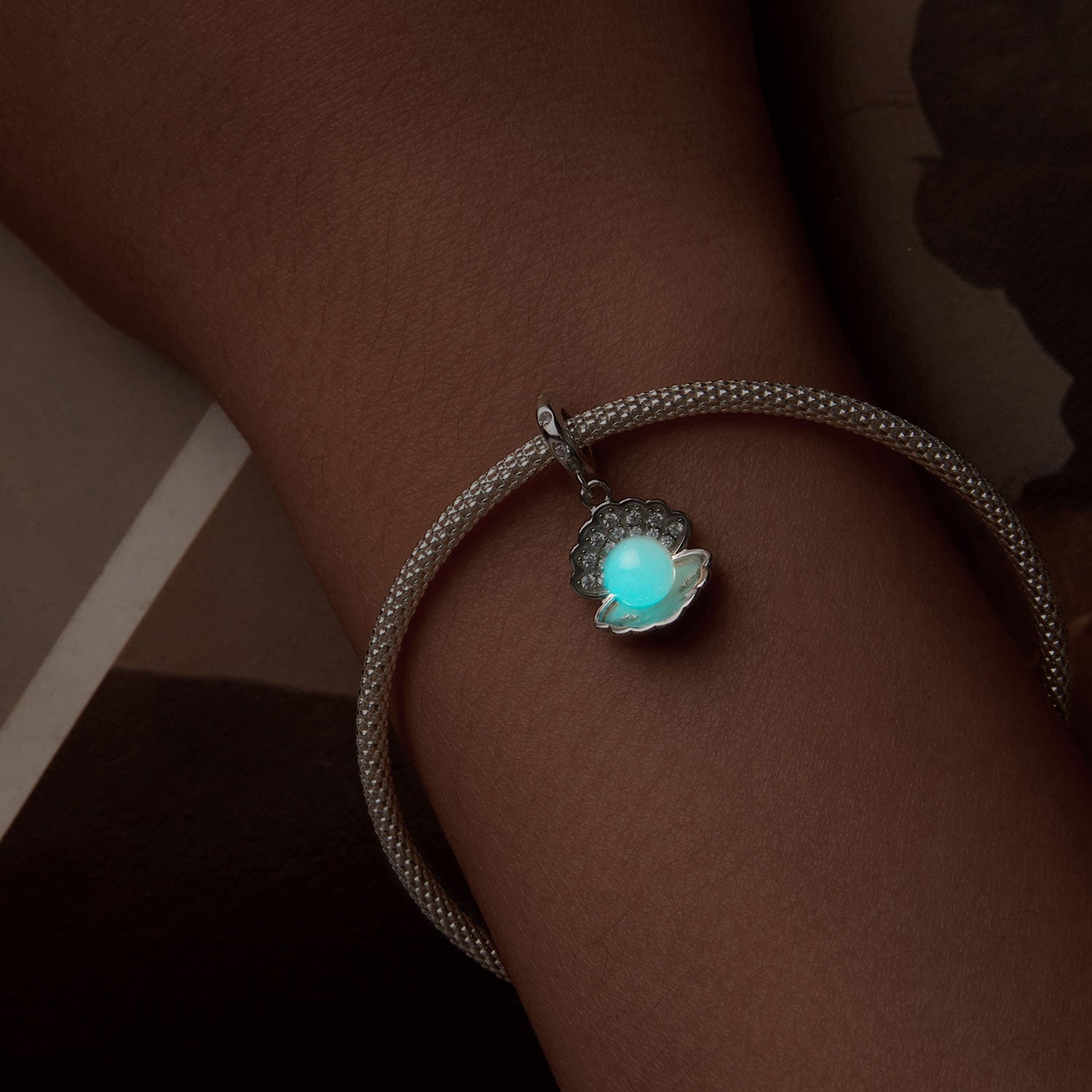 Silver Luminous Pearl Glow Charm
