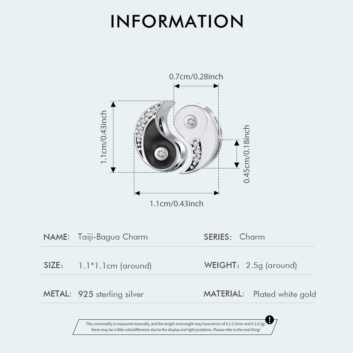 Sylvory 925 Sterling Silver Yin Yang Harmony Charm