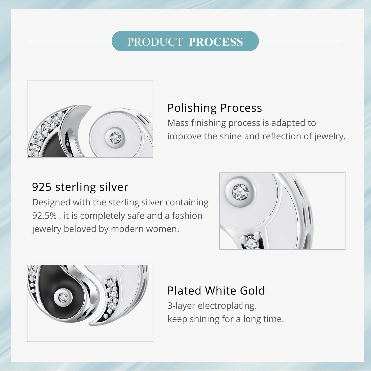 Sylvory 925 Sterling Silver Yin Yang Harmony Charm